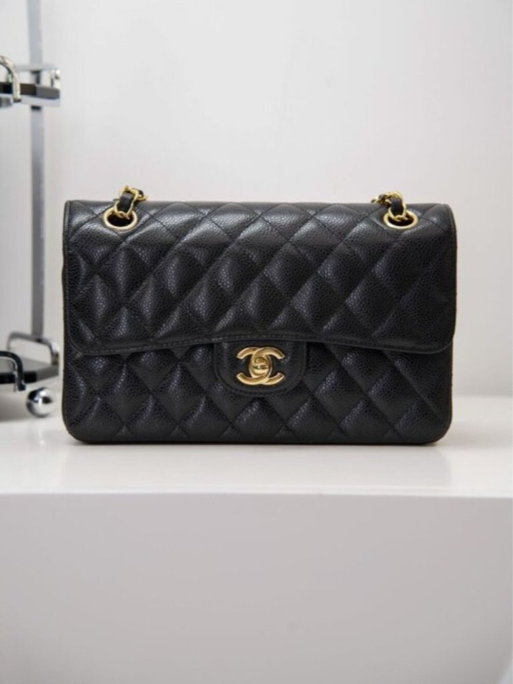 Chanel Classic Cavier Gold Leather Bag